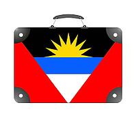 Flag of the country of Antigua and Barbuda in the form of a travel suitcase [IBR124351755]