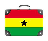 Flag of the country of Ghana in the form of a suitcase for travel on a white background [IBR124351756]