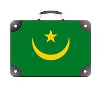 Mauritania country flag in the form of a travel suitcase on a white background - illustration [IBR124351760]