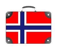 Norway flag in the form of a travel suitcase on a white background - illustration [IBR124351765]