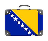 Bosnia and Hercegovina flag in the form of a travel suitcase on a white background - illustration [IBR124351774]