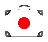 Flag of the country of Japan in the form of a suitcase for travel on a white background - illustration [IBR124351776]