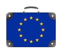 EU country flag in the form of a travel suitcase on a white background - illustration [IBR124351777]