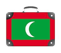 Maldives country flag in the form of a travel suitcase on a white background - illustration [IBR124351779]