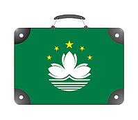 Macao country flag in the form of a travel suitcase on a white background - illustration [IBR124351780]