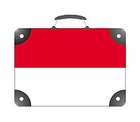 Indonesia flag in the form of a travel suitcase on a white background - illustration [IBR124351781]