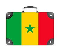Senegal country flag in the form of a travel suitcase on a white background - illustration [IBR124351782]
