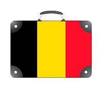 Belgium country flag in the form of a travel suitcase on a white background - illustration [IBR124351785]