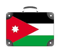 Jordan country flag in the form of a travel suitcase on a white background - illustration [IBR124351788]