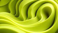 Soft curved waveforms in bright green with minimalistic design, abstract, shiny 3D background, AI generated [IBR124458927]