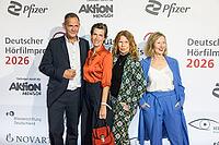 Klaus-Peter Grap, Julia Bremermann, Marion Kracht and Petra Zieser in front of the German Audio Film Awards ceremony at the Colosseum cinema in Berlin on 24.03.2026 [IBR113108125]