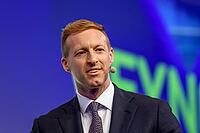 Düsseldorf, North Rhine-Westphalia, Germany - Michael Robbins, President & CEO, AUVSI (the world's largest organisation for unmanned and autonomous systems) speaks at the XPONENTIAL Europe trade fair, the leading trade fair for autonomous technologies & r [IBR113108126]