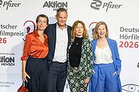 Klaus-Peter Grap, Julia Bremermann, Marion Kracht and Petra Zieser in front of the German Audio Film Awards ceremony at the Colosseum cinema in Berlin on 24.03.2026 [IBR113108129]