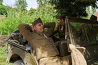 Living History Event at Hohenloher Open Air Museum, Hohenlohe, Wackershofen, US Army, US Military Police, Military Police, Police, Farmer Museum, Country Life, Rural, Swabian-Franconian Forest nature park Park, Schwäbisch Hall, Hohenlohe, Germany [IBR124469139]