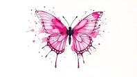A pink butterfly with watercolor splashes on a white background, illustration, AI generated [IBR124494027]