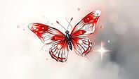 Dynamic red watercolor butterfly with intense bright colors, illustration, AI generated [IBR124494064]