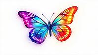 A colorful butterfly in rainbow colors on a white background, illustration, AI generated [IBR124494065]