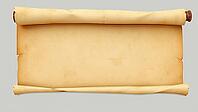 Blank old parchment with wooden scrolls at the ends on gray background, illustration of old parchment paper, for antique backgrounds or banners, vintage stationery, AI generated [IBR124494084]