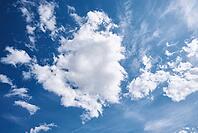 White cumulus clouds in blue sky, beautiful cloudscape background [IBR124497463]