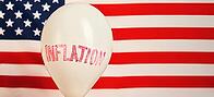Economic crisis and inflation concept, Balloon with word inflation against usa flag, Rising prices for consumer goods and services [IBR124497488]