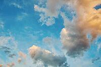 White cumulus clouds in blue sky, beautiful cloudscape background [IBR124497511]