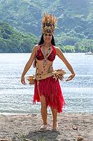 South Pacific beauty, dancer, Ori Tahiti, Tahitian dance, art form, tradition, costume, movement study, Moorea, French Polynesia, society islands, islands over the wind [IBR124508521]