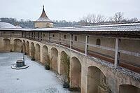 Historic rampart on the Comburg, Benedictine monastery, Camino de Santiago, pilgrims, medieval times, Kocher Valley, Kocher, Schwäbisch Hall, Hohenlohe, Germany [IBR124508548]