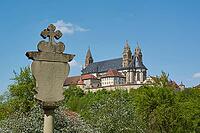 View of Comburg, Wegkreuz, Kreuz, Benedictine Monastery, Way of St. James, Pilgerweg, Pilgrims, Hohenlohe, Germany [IBR124508555]