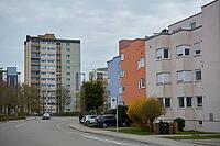 Berliner Straße in the residential area on Tullauer Höhe, Hagenbach, Hagenbacher Ring, residential district, residential development, high-rise building, row house, residential, Schwäbisch Hall, Hohenlohe, Germany [IBR124508565]