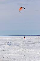 Winter, snowkiting on a frozen river, Province of Quebec, Canada [IBR124525351]
