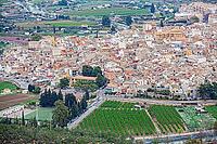 A prominent view of the city of Cieza where tourist and trekkers use to come and enjoy nature and the sanctuary, Cieza, Murcia, Spain [IBR124525357]