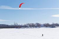 Winter, snowkiting on Saint Lawrence River, Province of Quebec, Canada [IBR124525377]