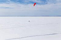 Winter, snowkiting on Saint Lawrence River, Province of Quebec, Canada [IBR124525400]