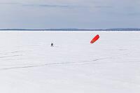 Winter, snowkiting on Saint Lawrence River, Province of Quebec, Canada [IBR124525415]