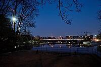 Germany, Berlin, 10.03.2026, View from Fennstraße over the Nordhafen (Berlin-Spandauer Schifffahrtskanal), Nordhafenbrücke to City Ost (Berlin-Mitte), Viewing platform, TV tower [IBR124525419]