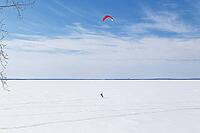 Winter, snowkiting on Saint Lawrence River, Province of Quebec, Canada [IBR124525426]