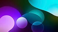 Different overlapping circles in purple, blue and cyan create a transparent, dynamic pattern, background image, geometric patterns in purple, lilac, green and turquoise, AI generates, AI generated [IBR124550807]