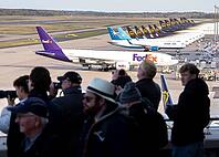 Cologne-Bonn Airport, visitor terrace, view of the airport, apron, runway, Planespotter, North Rhine-Westphalia, Germany [IBR113137578]