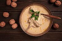 Satsivi, Georgian dish, chicken in nut sauce, cold appetizer, rustic, no people, homemade [IBR124552217]