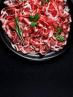 Sliced cured ham, prosciutto, italian dish, delicacy, parma ham, top view, no people [IBR124552242]