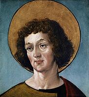 Kopf eines m$00E4nnlichen Heiligen, Head of a Male Saint, authentic reproduction of a work of art, painting, drawing by Hans Holbein the Elder (born 1465 in Augsburg, died 1524 in Basel or Isenheim), German Renaissance painter, historical [IBR124563485]