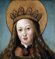 Head Of A Female Saint (Around 1515), authentic reproduction of a work of art, painting, drawing by Hans Holbein the Elder (born 1465 in Augsburg, died 1524 in Basel or Isenheim), German Renaissance painter, historical [IBR124563486]