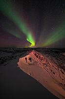 Northern Lights (Aurora borealis), S$00F6r$00F6ya, Finnmark, Norway, December 2018 [IBR124563526]