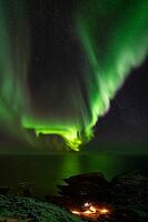 Northern Lights (Aurora borealis) over the Norwegian Sea, S$00F6r$00F6ya, Finnmark, Norway, December 2018 [IBR124563536]