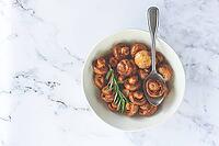 Fried mushrooms, with spices, in soy sauce, vegetarian food, homemade, no people [IBR124585348]