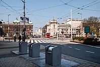 Belgrade, Serbia - March 29, 2014 - European urban street scene with tram and classic architecture [IBR124626843]