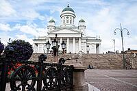 Helsinki, Finland - August 28, 2014 - Helsinki cathedral and seagull on a sunny day in finland [IBR124626856]