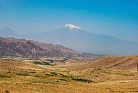 Majestic mount ararat in clear blue sky over armenian landscape [IBR124626861]