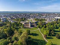 Aerial view of Karlsruhe Palace with Palace Square, Karlsruhe, Baden-W$00FCrttemberg, Germany [IBR124629495]