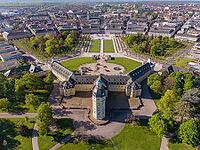 Aerial view of Karlsruhe Palace with Palace Square, Karlsruhe, Baden-W$00FCrttemberg, Germany [IBR124629497]
